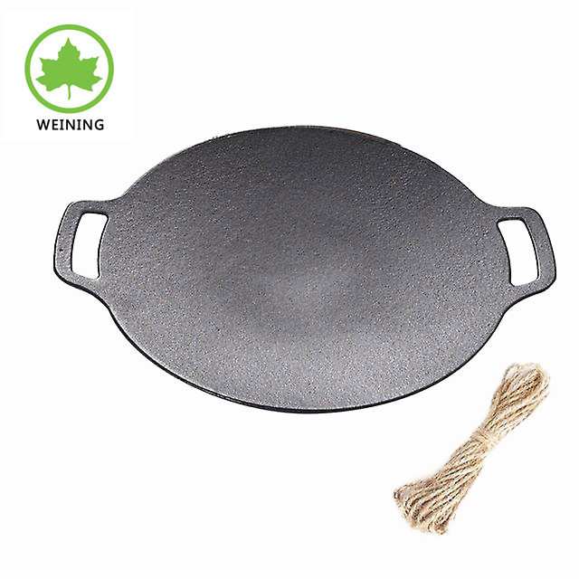 Hot Sell Korean Style New Style Circle  BBQ grill Outdoor  Pan Cast Iron Pan 15 Inch Camping Plate