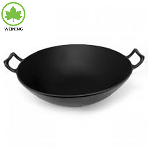 Best Price Black Non Stick Big Woks Cast Iron Pre Seasoned Wok With Double Ears