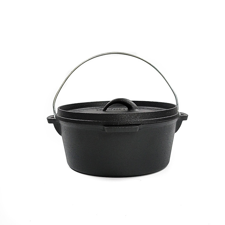 China manufacturer Kitchen ware Non stick  Hot Sale pre-seasoned cast iron pot dutch oven casserole for outdoor cook