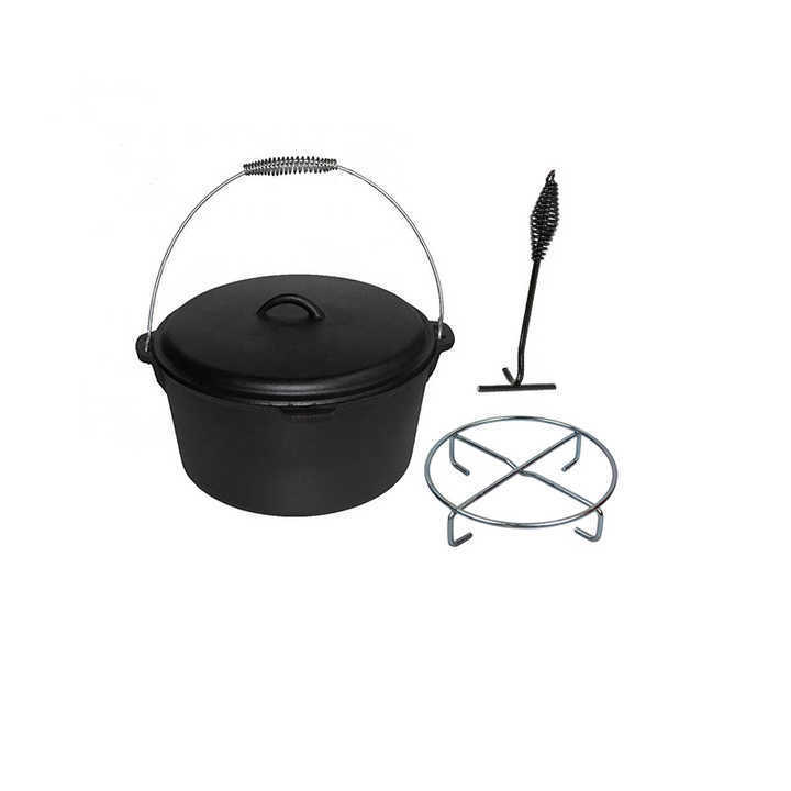 Hot Sale Meat Cast Iron Pot Cooking Cookware For Camping Pre-seasoned Soup Round  Pot   Non Stick Coating Induction Pot