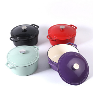 cookware sets colorful Basics Chef Quality enameled stock pot 24cm cast iron Cooking pot pink cookware sets