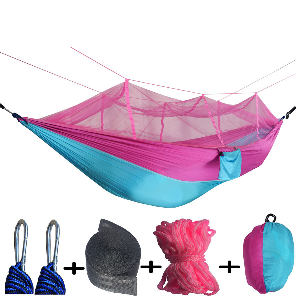 Manufacturer direct outdoor mosquito nets hammocks camping belts light nylon green camping aerial tents hammocks