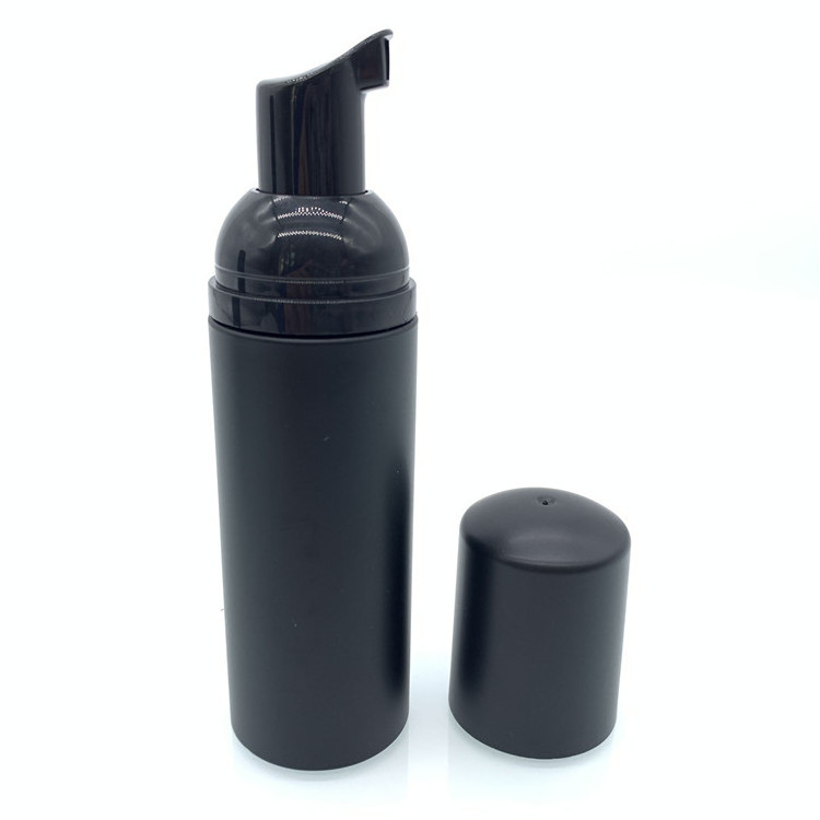 Factory stock small capacity 50ml 60ml 100ml black mousse foamer bright black and matte black foam bottle