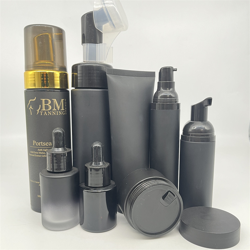 New black Cosmetic Bottle Foam Bottle Lotion Container and jars set Skincare Serum Bottles set for Cosmetic Packaging 30ml 60