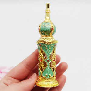 luxury beautiful fancy 12ml colorful dubai arabic perfume oil dropper bottle Middle East Dubai Patent Metal Tulip Flower Perfume