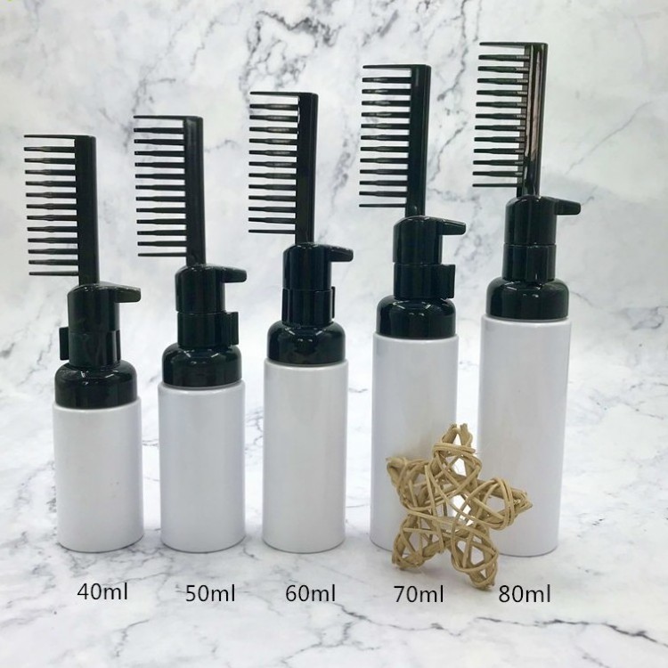 Empty Salon Packaging 200ml 400ml black Hair Dye Comb hair oil plastic shampoo bottle with Brush