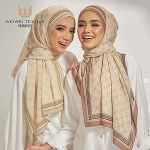 Wholesale Custom Printing Ethnic Dress Headscarf Style Voile Cotton Musulman Muslim Women Hijab Other Scarves