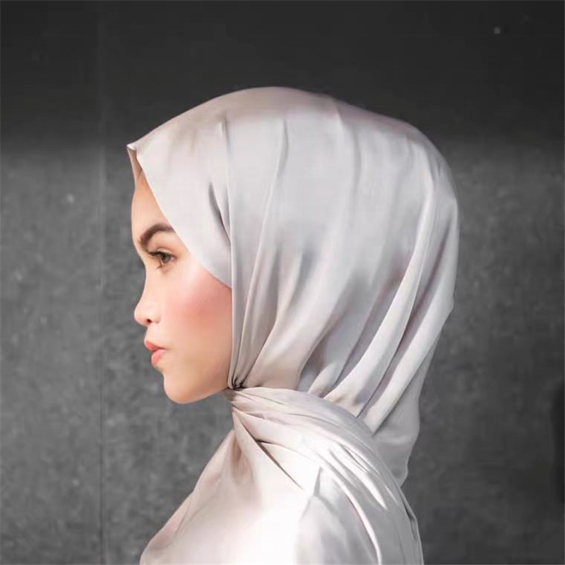 New style colors high quality soft shinny glitter hijab scarf wraps shawl muslim solid plain silk satin scarf hijab