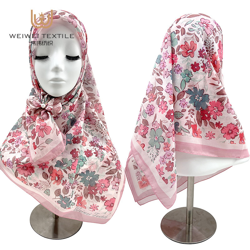 Hotselling Designers Malaysia Digital Printing Cotton Voile Hijab Musulman Ethnic Scarves Shawls