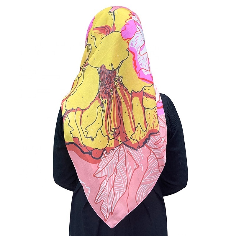 customize cotton voile hijab foulard square women muslim floral other scarves & shawls ethnic accessories tudung bawal printed