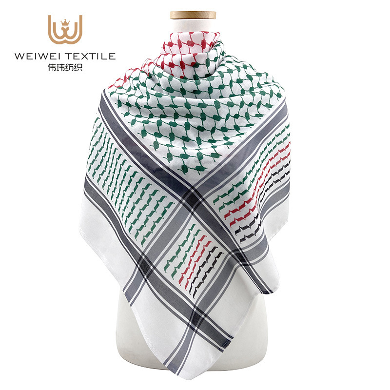 Customized Printed Red Green Color New Palestine Polyester Yashmagh Shemagh Black Arab Men  Scarf Keffiyeh