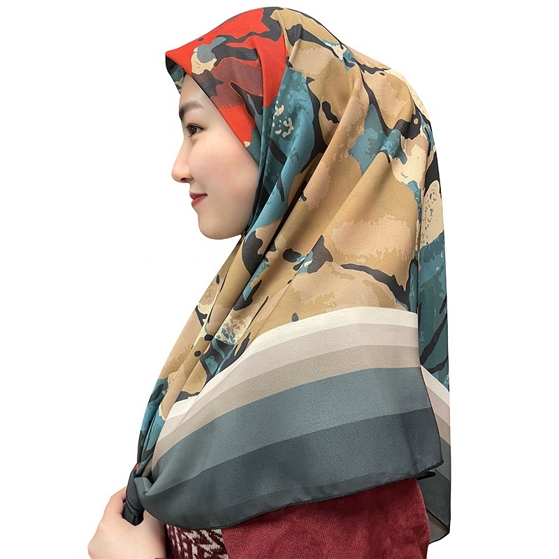 custom print hijab woman shawl wholesale polyester premium chiffon scarf printing other scarves & shawls ethnic accessories