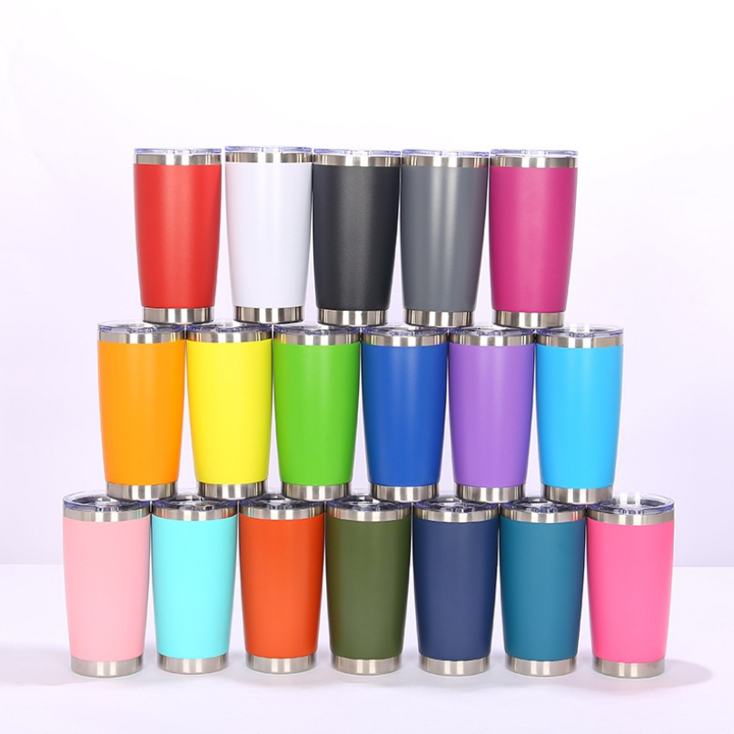 Keeps Drinks Hot or Cold for Hours Custom 20oz Cup Stainless Steel Double Wall 20 oz Travel Vacuum Insulated Tumblers With Lid