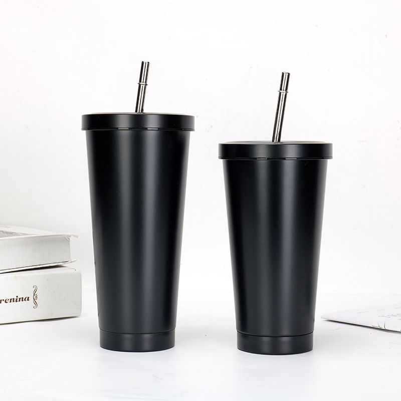 Popular 500ml cup wholesale Stainless Steel Mugs Vacuum Insulated Tumbler cups in bulk iced coffee mug with lid straws