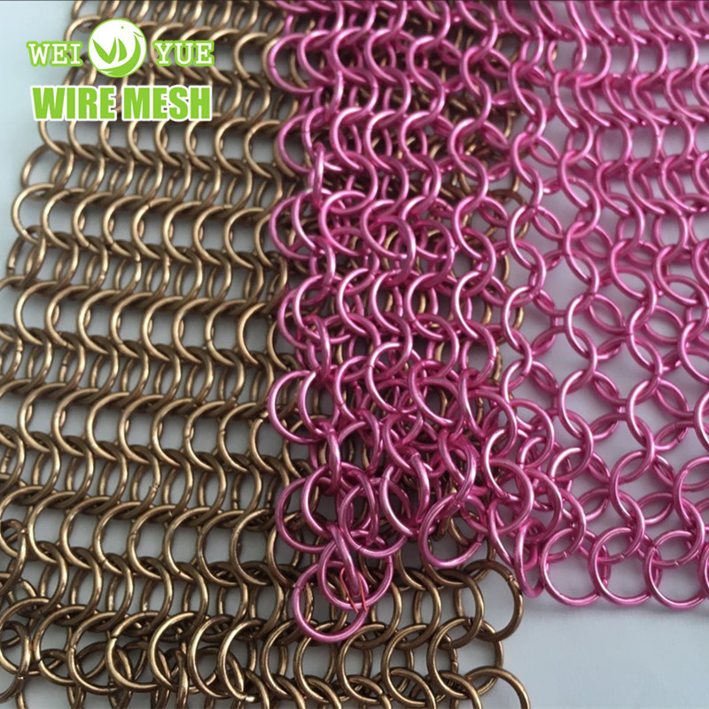 Aluminum Metal Mesh Fabric Drapery Curtain Stainless Steel link Chain Mail Ring Mesh