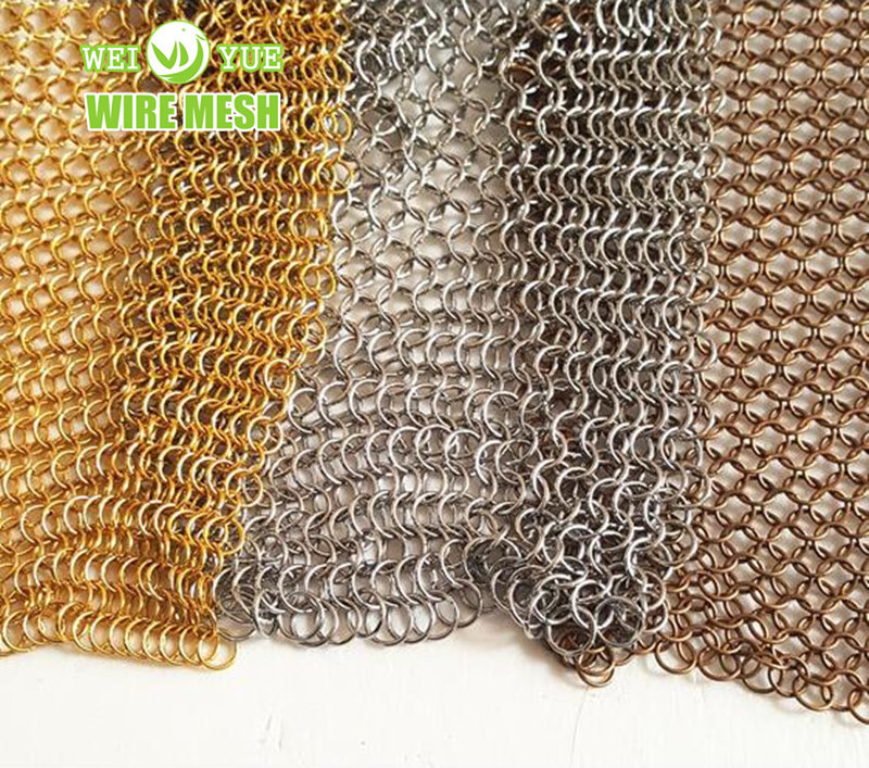 Aluminum Metal Mesh Fabric Drapery Curtain Stainless Steel link Chain Mail Ring Mesh