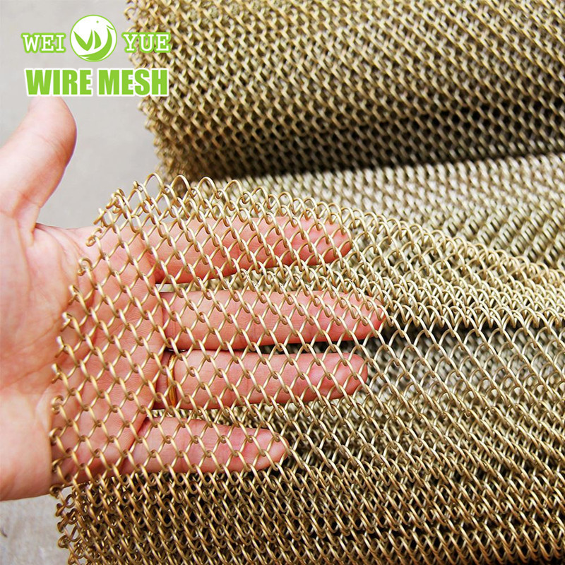 Metal Coil Drapery Aluminum Dia 1.2MM Mesh 7mm Manufacturer Supply Gold Black Decorative Metal Mesh Curtain Chain Link