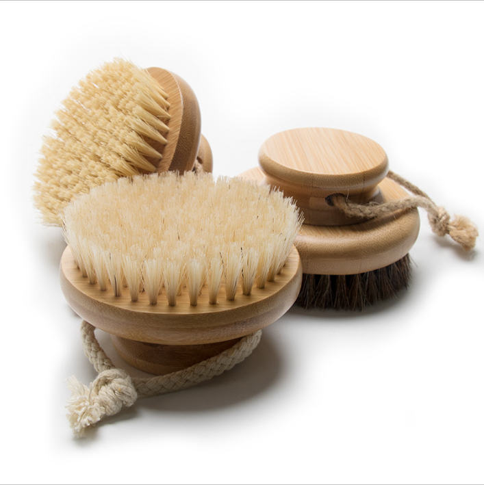 natural bristle hair sisal Exfoliating shower scrubber  dry body  bath  brush