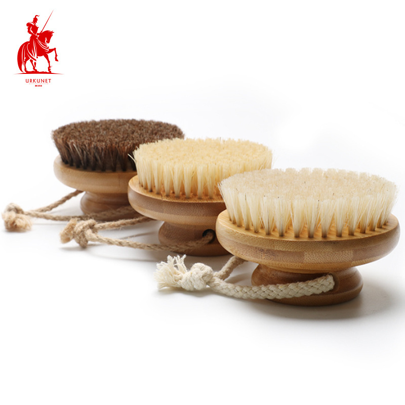 natural bristle hair sisal Exfoliating shower scrubber  dry body  bath  brush