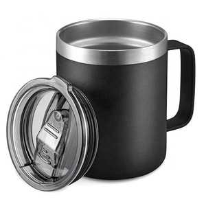 Mug Laser Double Wall Stainless Steel Custom Minimalist Stainless Steel LOGO FREE 12 Oz and 14 Oz White Coffee Mugs with Lid