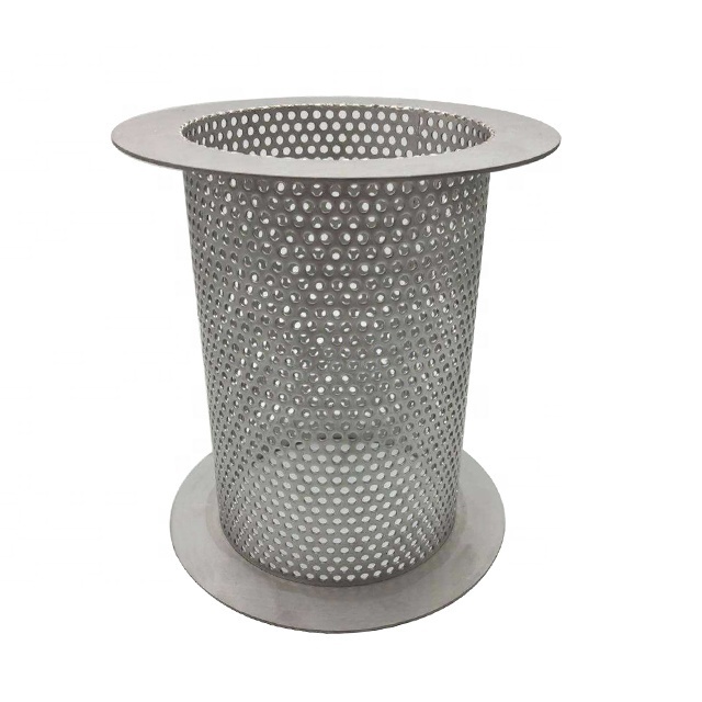 Custom 201 304 316 Stainless Steel Wire Mesh Metallic Filters Cylinder Perforated Filter Tube With Handle