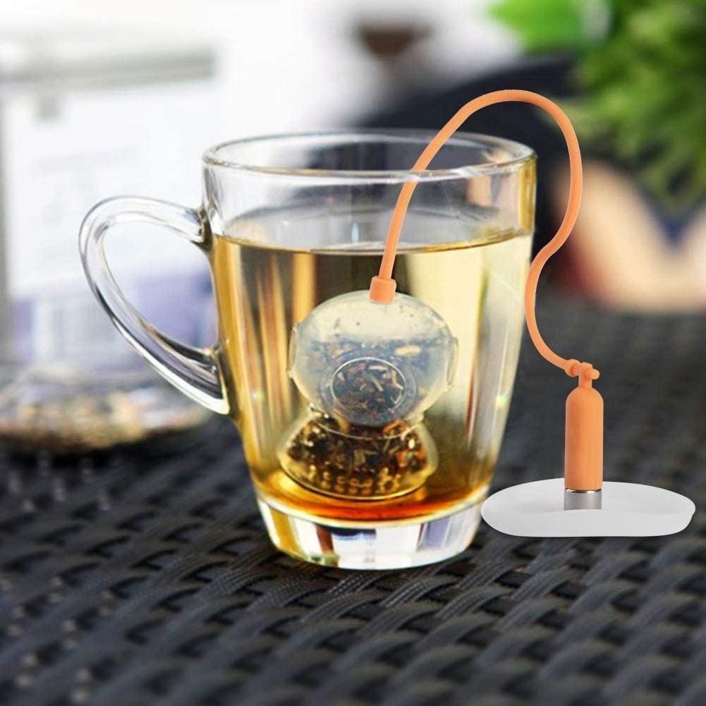 Food Grade High Quality Silicone Tea Filter Infuser Innovative Diver Shape Silicone Tea Infuser Strainer Filter Set