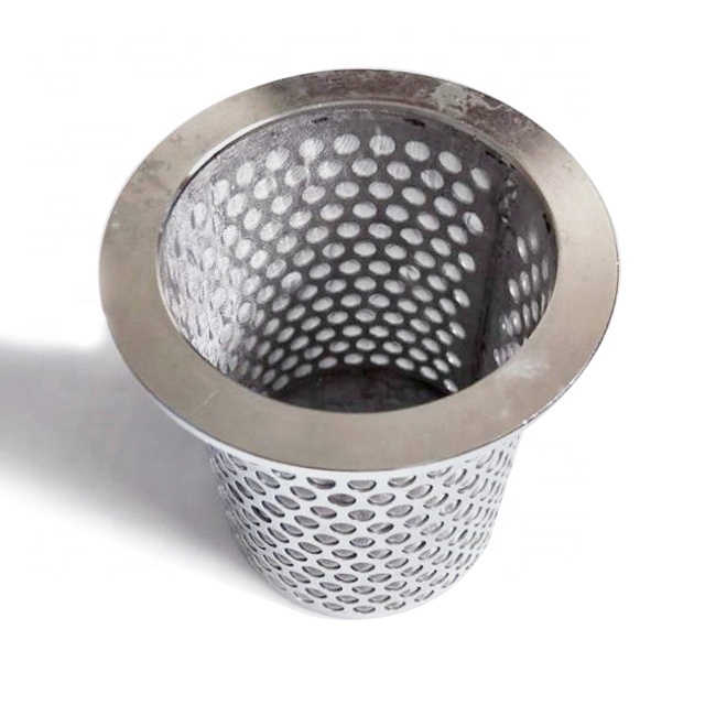 Custom 201 304 316 Stainless Steel Wire Mesh Metallic Filters Cylinder Perforated Filter Tube With Handle