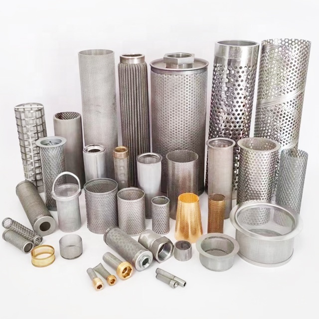 Custom 201 304 316 Stainless Steel Wire Mesh Metallic Filters Cylinder Perforated Filter Tube With Handle