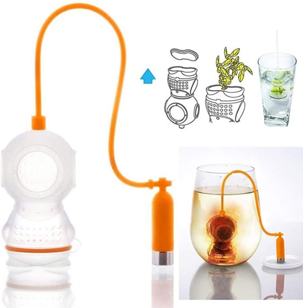 Food Grade High Quality Silicone Tea Filter Infuser Innovative Diver Shape Silicone Tea Infuser Strainer Filter Set