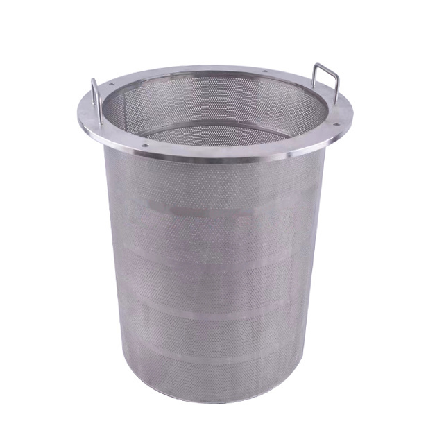 Custom 201 304 316 Stainless Steel Wire Mesh Metallic Filters Cylinder Perforated Filter Tube With Handle