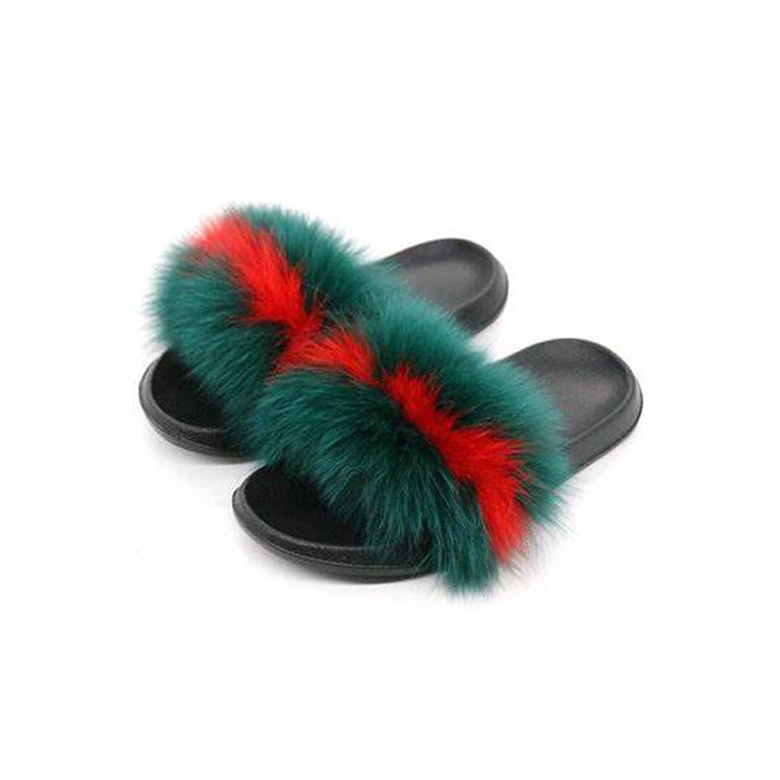 custom raccoon fox faux fur slide sandals Custom Women Fashion Fur Slides