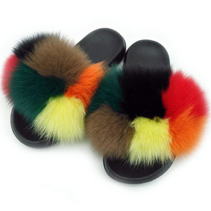 custom raccoon fox faux fur slide sandals Custom Women Fashion Fur Slides