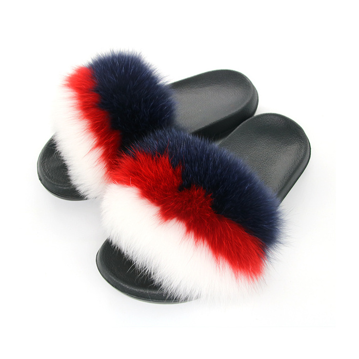 custom raccoon fox faux fur slide sandals Custom Women Fashion Fur Slides