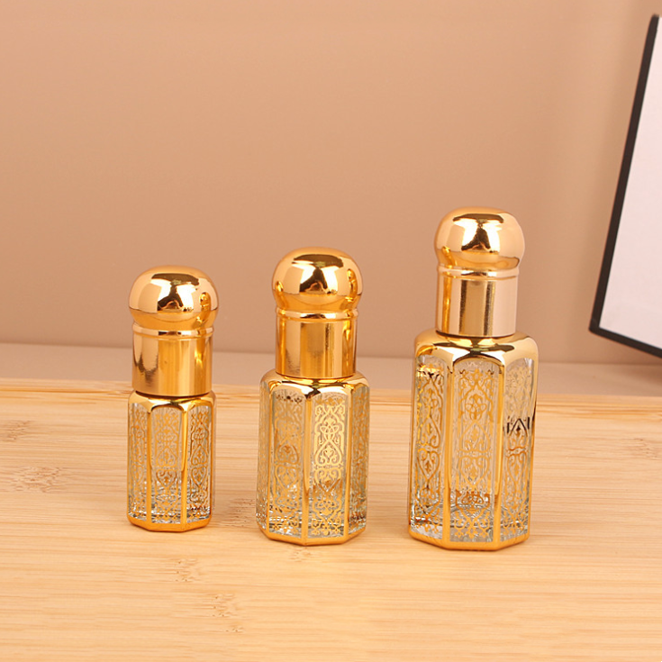 Wholesale empty perfume 2ml 3ml 6ml 10ml clear octagon attar glass essential oil roller bottles