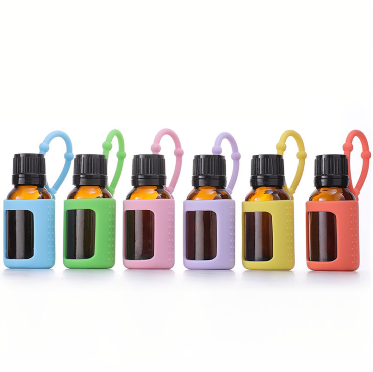 New match 6 color silicone holder 5ml 15ml Empty refilling Amber nail polish Essential Oil Bottle