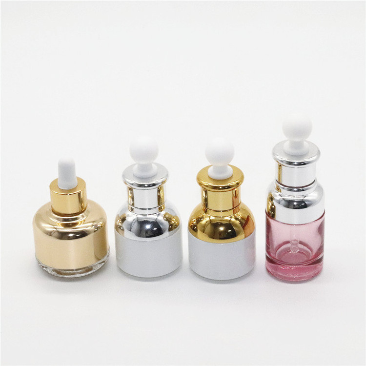 Paint pink purple cosmetic glass bottles 30ml 1oz high size empty essence oil dropper bottle for skin care