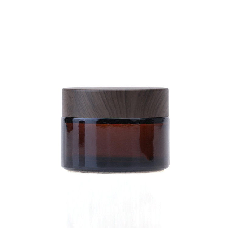 Custom print logo face care whitening cream container 30g 50g empty amber glass cosmetic cream jar