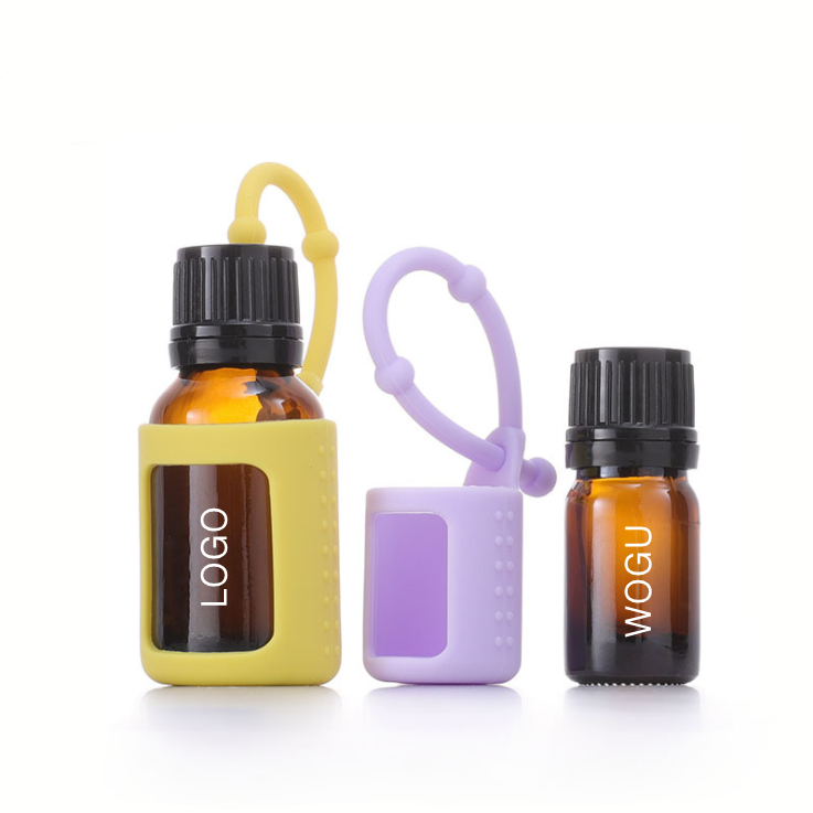 New match 6 color silicone holder 5ml 15ml Empty refilling Amber nail polish Essential Oil Bottle