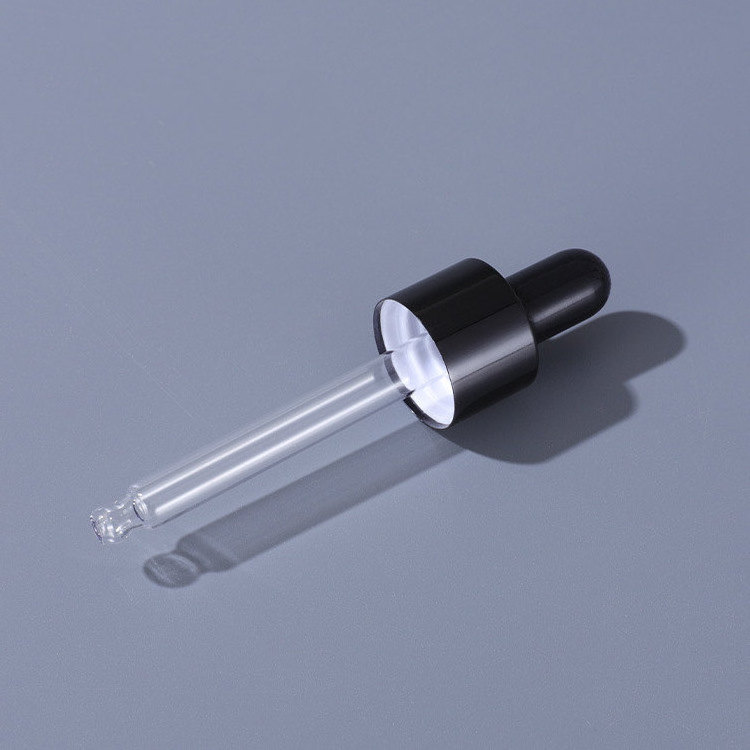 Stock essential oil glass pipette bottle 50ml 100ml 18mm mouth cosmetic packaging shinning black dropper bottle