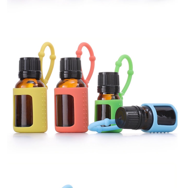 New match 6 color silicone holder 5ml 15ml Empty refilling Amber nail polish Essential Oil Bottle