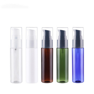 Free sample clear blue green amber flat shoulder 30ml empty cosmetic cream shampoo serum pet lotion bottle