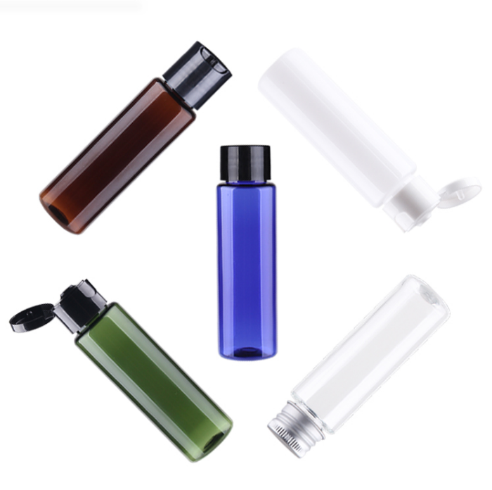 Free sample clear blue green amber flat shoulder 30ml empty cosmetic cream shampoo serum pet lotion bottle