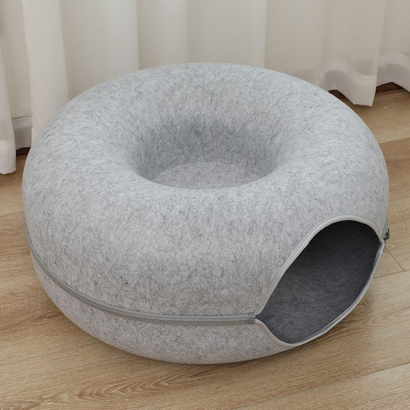 Wholesale New Cat Play Tunnel High Quality Breathable Durable Donut Felt Cat Cave Bed