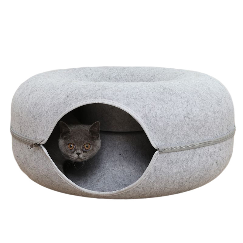 Wholesale New Cat Play Tunnel High Quality Breathable Durable Donut Felt Cat Cave Bed