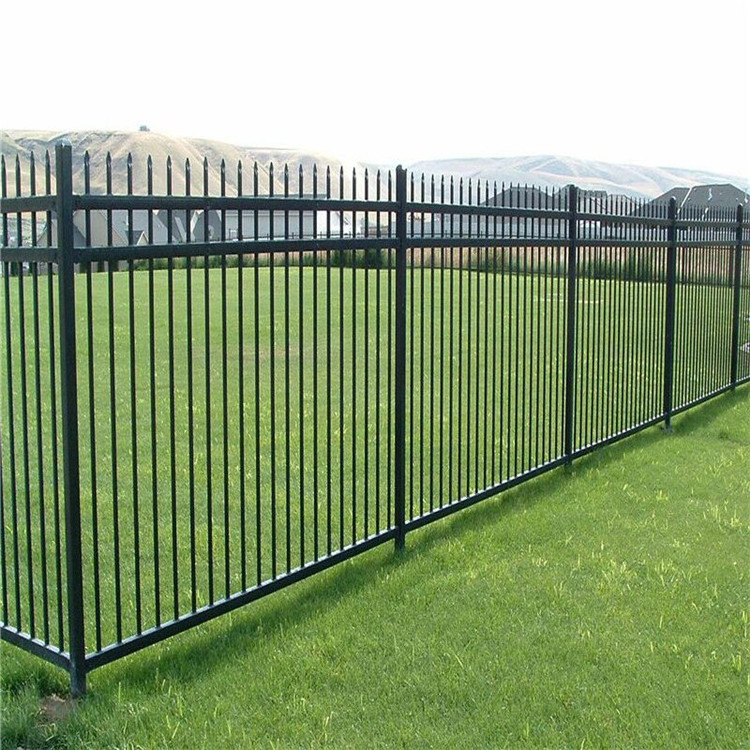 Factory  High Quality Powder Coated galvanized Steel Garden Fence 3 Pcs Rail picket wrought iron fence steel fence panel