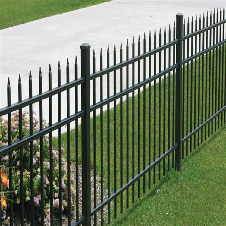 Factory  High Quality Powder Coated galvanized Steel Garden Fence 3 Pcs Rail picket wrought iron fence steel fence panel