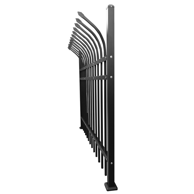 2024   High security steel fence with curved spear vertical pickets