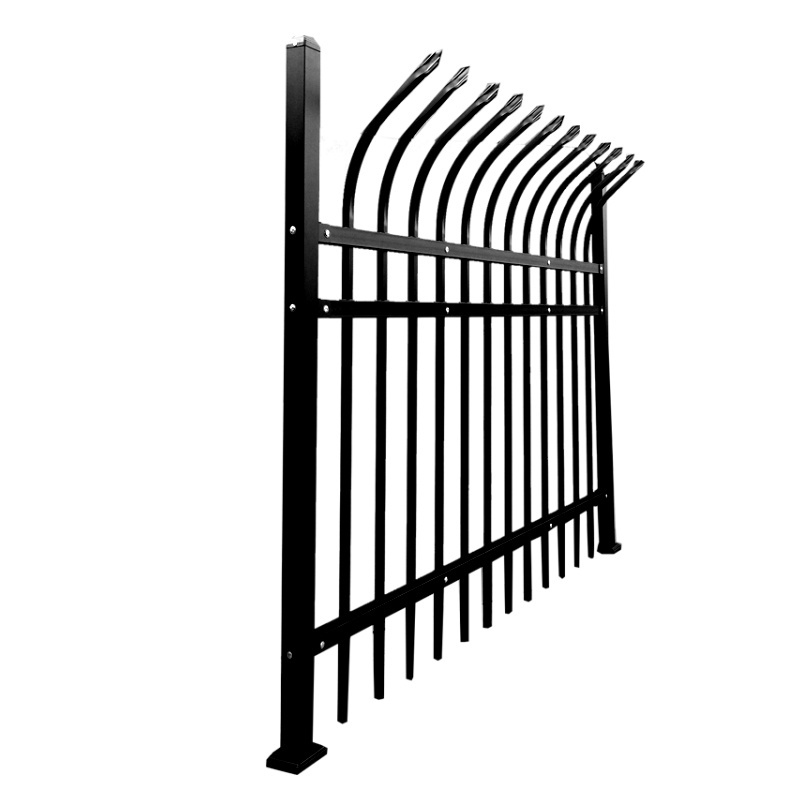 2024   High security steel fence with curved spear vertical pickets