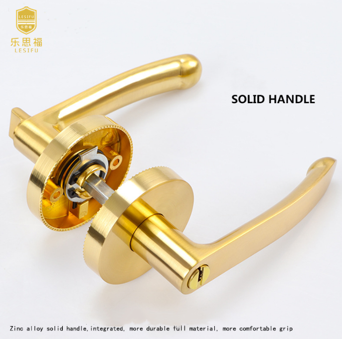 best quality gold zinc alloy three level handle bedroom door lock for interior rooms /bedroom