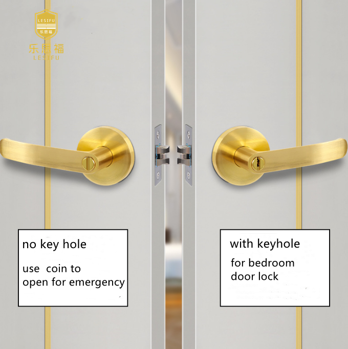 best quality gold zinc alloy three level handle bedroom door lock for interior rooms /bedroom